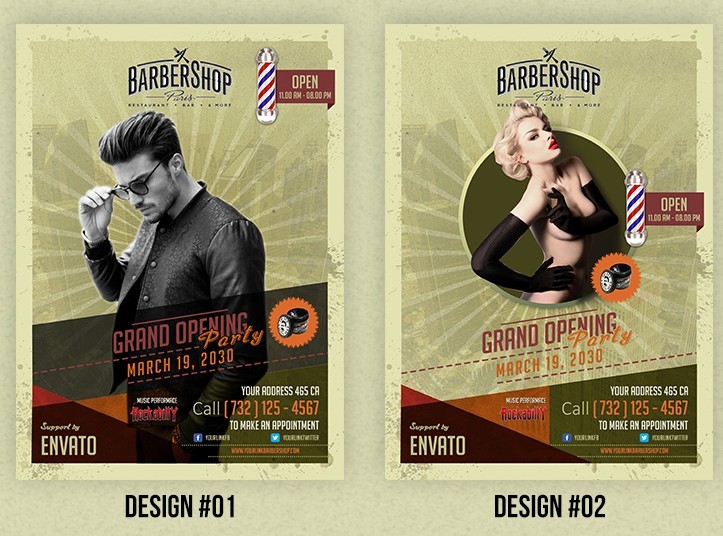 Barbershop Retro Flyer Template